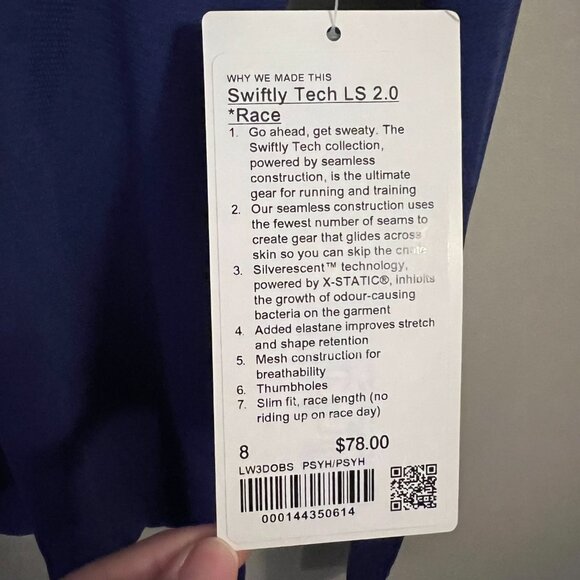RARE NWT Lululemon Swiftly Long Sleeve Race Length - Psychic Blue - Size 8 - Picture 5 of 7